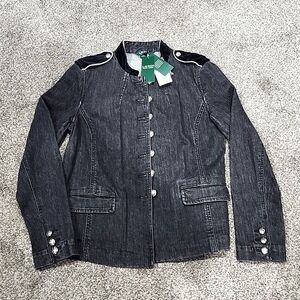 Ralph Lauren Black Demin w/Black Velvet Trim Blazer... Size 10